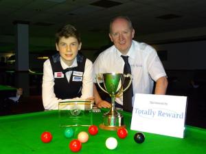 Bronze Snooker Open Winner - Connor Benzey with Tournament Sponsor 2017-18